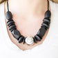 Grand Turks Getaway -  Black Wood Silver Bead Necklace